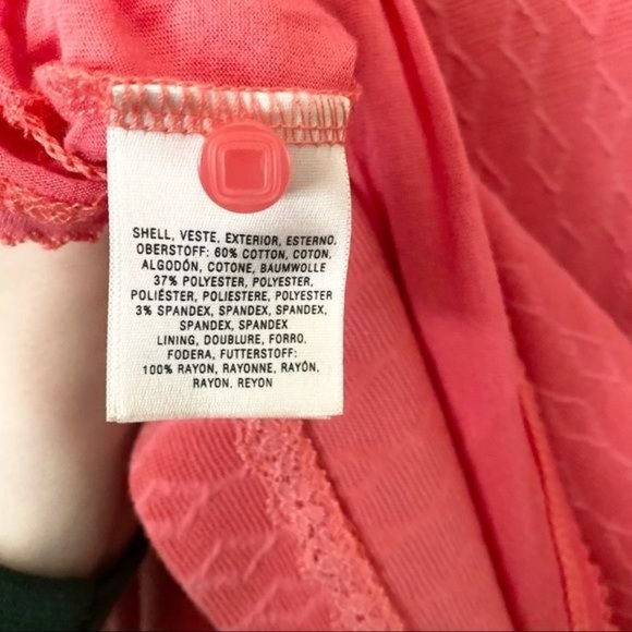 Anthropologie Maeve Coral Diamond Patterned Puff Short Sleeve Shift Dress - Picture 8 of 9